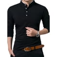 thumbnail image 2 of Sunloudy Hombres Primavera Otoño Slim Tops Color sólido Manga larga Cuello alto Camisas con botones Sunloudy moda, 2 of 6