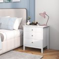thumbnail image 4 of Patiojoy Table de Chevet Moderne 2 Pcs à 3 Tiroirs Table d'Appoint en Bois Blanc, 4 of 5