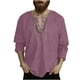 thumbnail image 2 of Blusas y camisas de manga larga con cuello en V para hombre, blusas casuales de moda con cordón y cuello en V de manga larga, blusas para hombre, 2 of 5