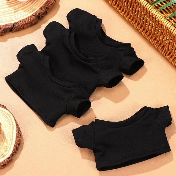 Supvox 4Pcs Fashionable Black Plush Bear Shirts for Stuffed Animals Lightweight and Breathable