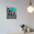 thumbnail image 3 of Christmas Thanksgiving Gift Abstract Bathroom Wall Art Teal Blue Roses Butterflies Picture Black and White Motivational Artwork Modern Home Decor Framed Ready To Hang For Living Room Bedroom12x16inch, 3 of 6
