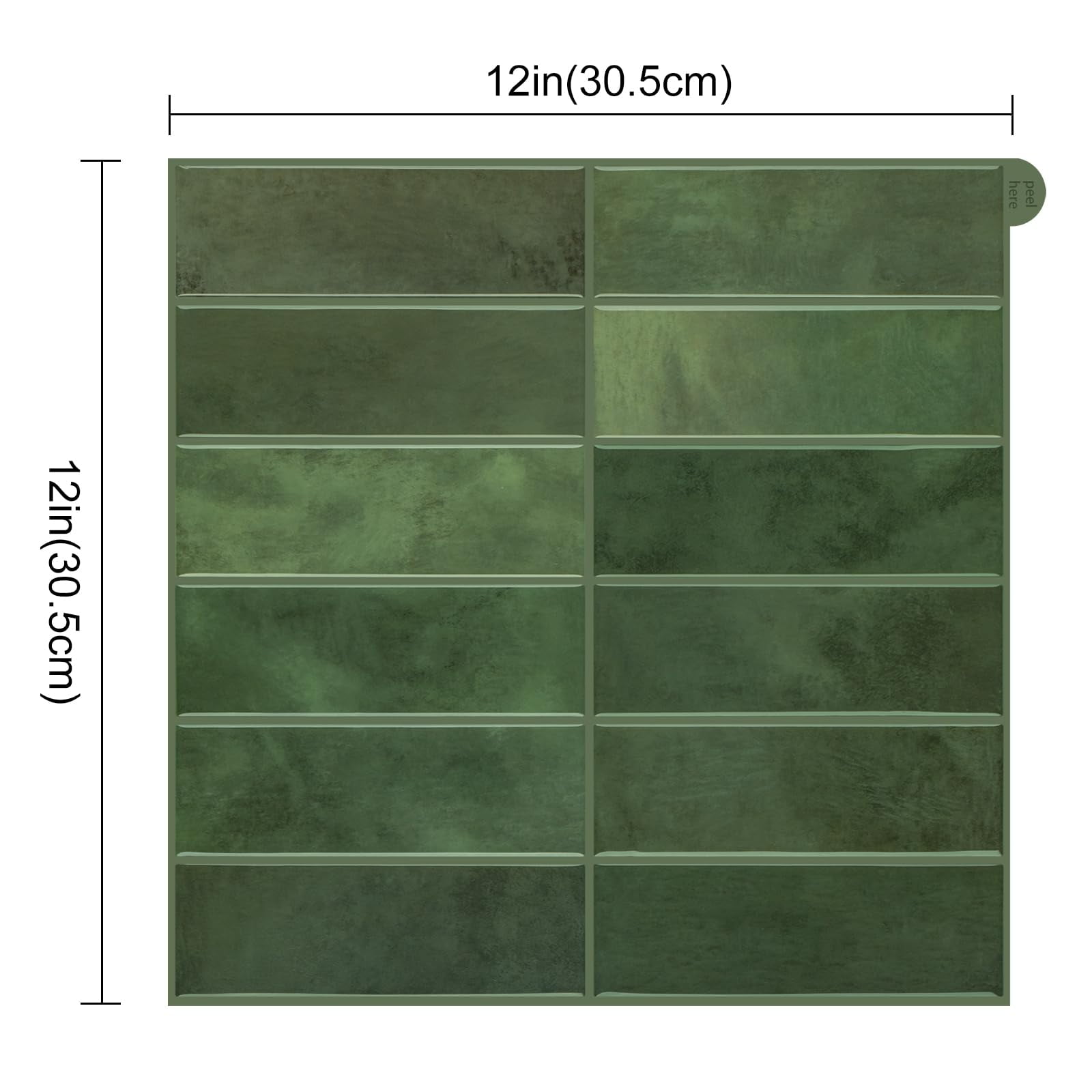VANCORE 12" X 12" Peel and Stick Backsplash Wall Tiles, Wall Stickers for Kitchen Bathroom 10-Pack , Green