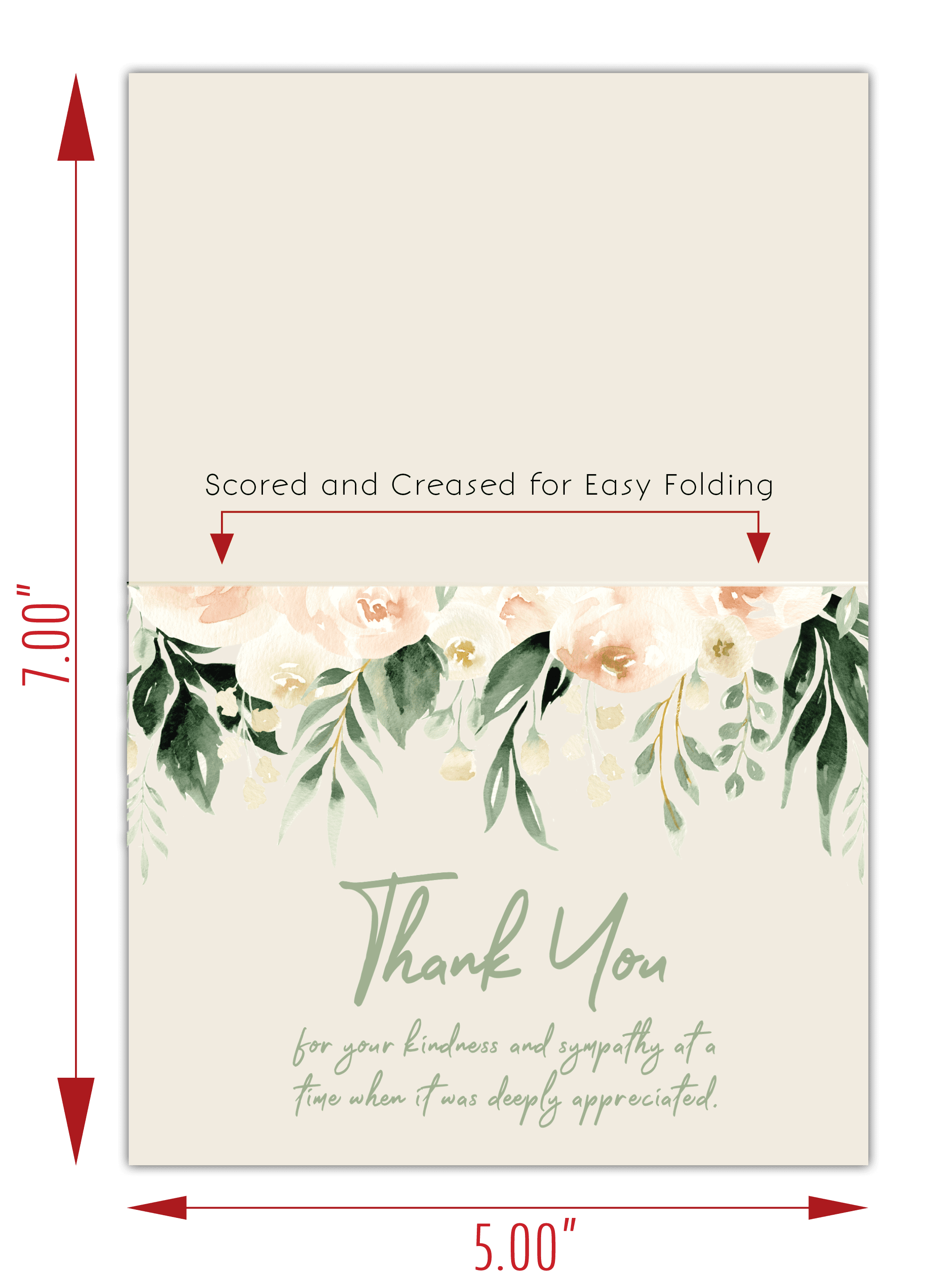 50 Funeral Sympathy Bereavement Thank You Cards With Envelopes (Sage Floral)