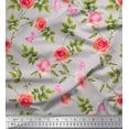thumbnail image 1 of Soimoi Rayon Crepe Fabric Leaves,Rose & Peony Floral Decor Fabric Printed Yard 46 Inch Wide, 1 of 3