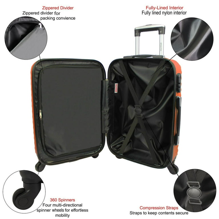 Dejuno Craft Hardside 3-Piece Spinner Luggage Set - Orange
