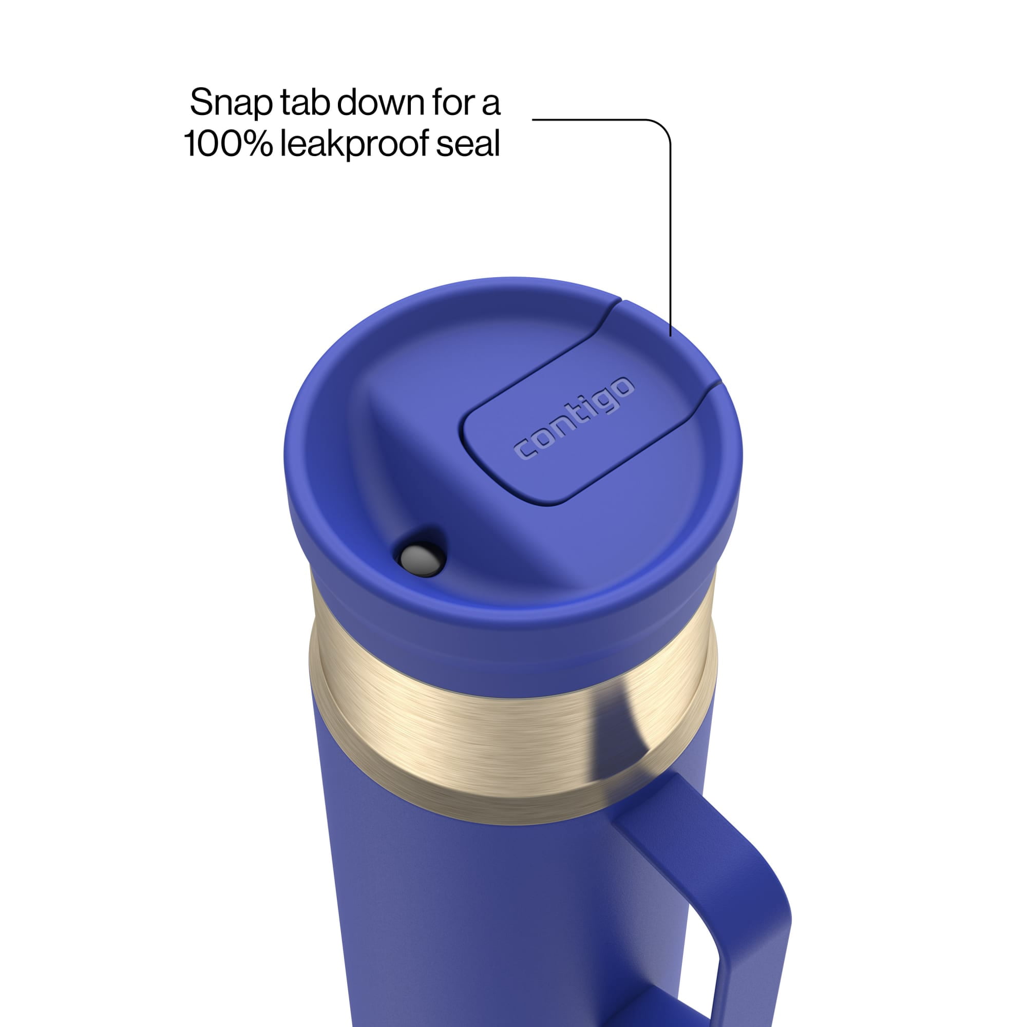 Contigo 20 oz Stainless Steel Travel Mug Tumbler – Leak-Proof Insulated Coffee Mug, Keeps Drinks Hot, Side Handle, Royal Blue/Champagne