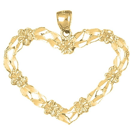 18K Yellow Gold Heart Pendant - 35 mm