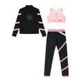 thumbnail image 4 of Yeahdor Kids Girls 3Pcs/Set Tracksuit Cropped Vest with Stripes Sports Tops Leggings Yoga Fitness Outfit Set Pink 14, 4 of 5