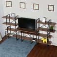 thumbnail image 3 of Davee Furniture Open Walnut Shelves 10-tier Entertainment TV Stand - 56.69*118.11*13.78 inches, 3 of 5