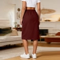 thumbnail image 3 of AUNVITO Women's Utility Midi Skirt with Elastic Waistband and Multiple Pockets Casual Comfort Loose Fit, 3 of 6
