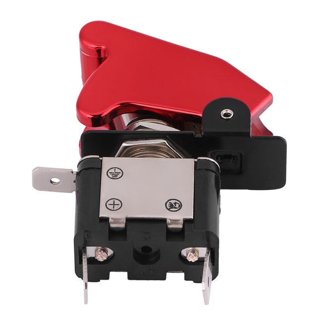 Interruptor de Palanca Con Luz LED DE 12 V CON CUBIERTA ABATIBLE DE SEGURIDAD PARA PROTECCIÓN DE AERONAVES DC 12 V 20 A, Iluminacióni Iluminada Cubierta Resistente Para Carreras,