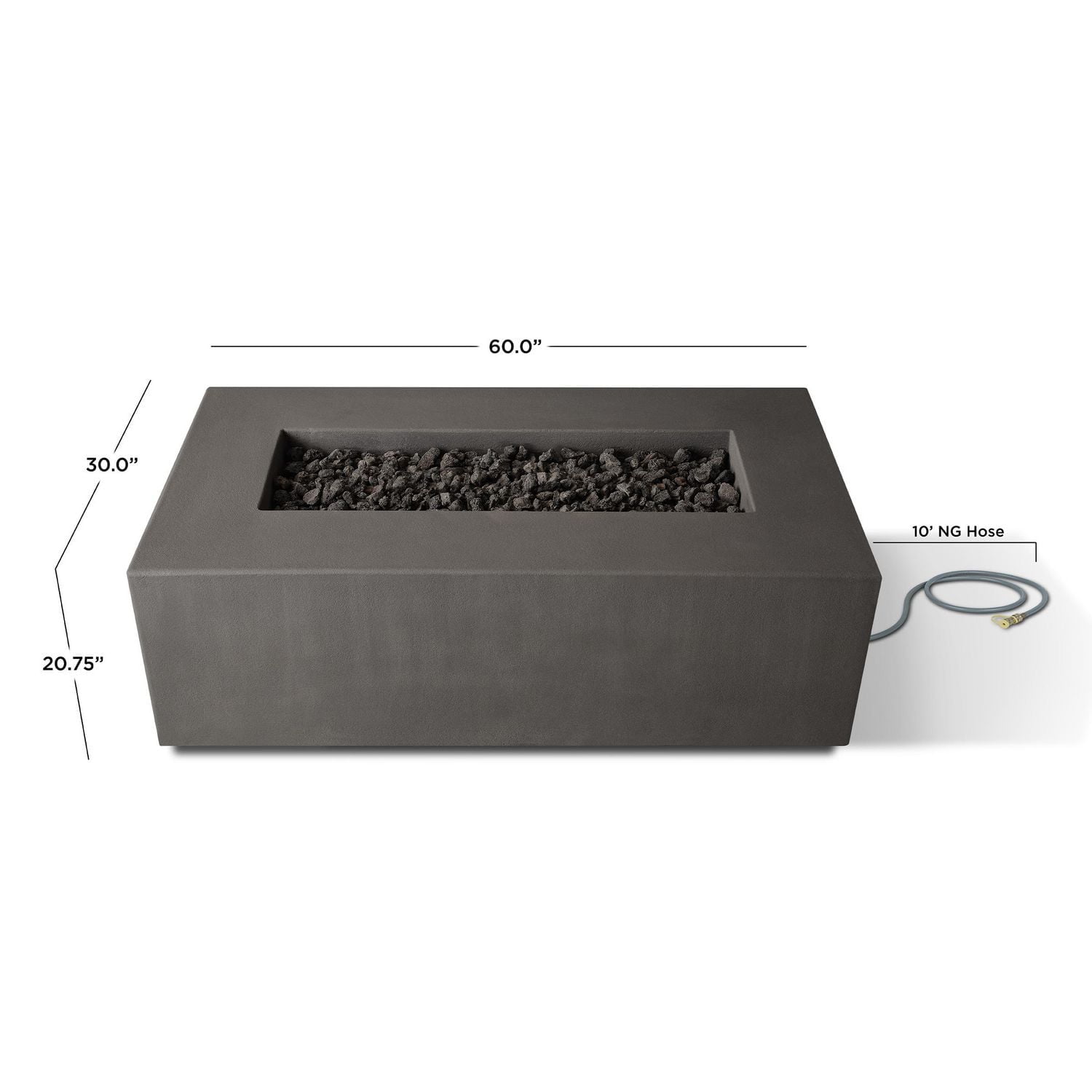 Real Flame Estes 60" Rectangle Concrete Natural Gas Fire Pit in Carbon by Jensen Co.