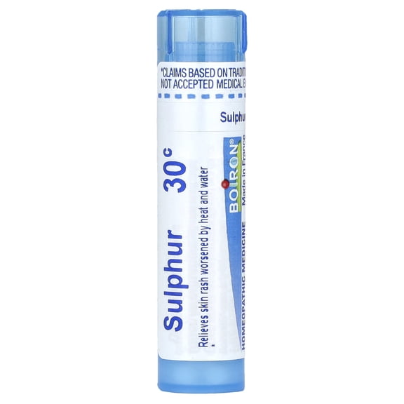 Boiron Sulphur 30C, Homeopathic Medicine for Skin Rash Worsened By Heat And Water, 80 Pellets
