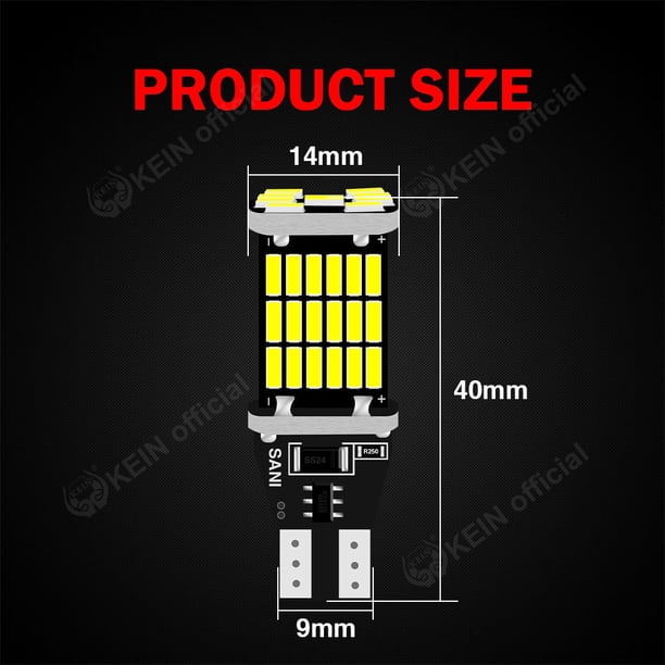 KEIN T15 Luz Led T20 7440 7443 1156 BA15S P21W W16W W21W W21/5W 45SMD 4014 De Estacionamiento De Coche Freno De Cola De Señal Lámpara Para Motocicleta Blanco Rojo huangjie unisex