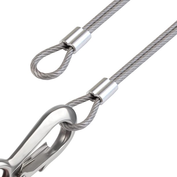 200 piezas de fundas de aluminio, férulas de cable de aluminio, clip de engarce de aluminio con tapas de doble extremo para cable de acero, cable de avión, plata (2 mm/0,079 pulgadas)