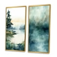 thumbnail image 3 of Designart "Vintage Watercolor Serenity of Misty Lake I" Lake Framed Wall Art Set Of 2 - Lake House White Framed Canvas Set For Living Room Decor, 3 of 6