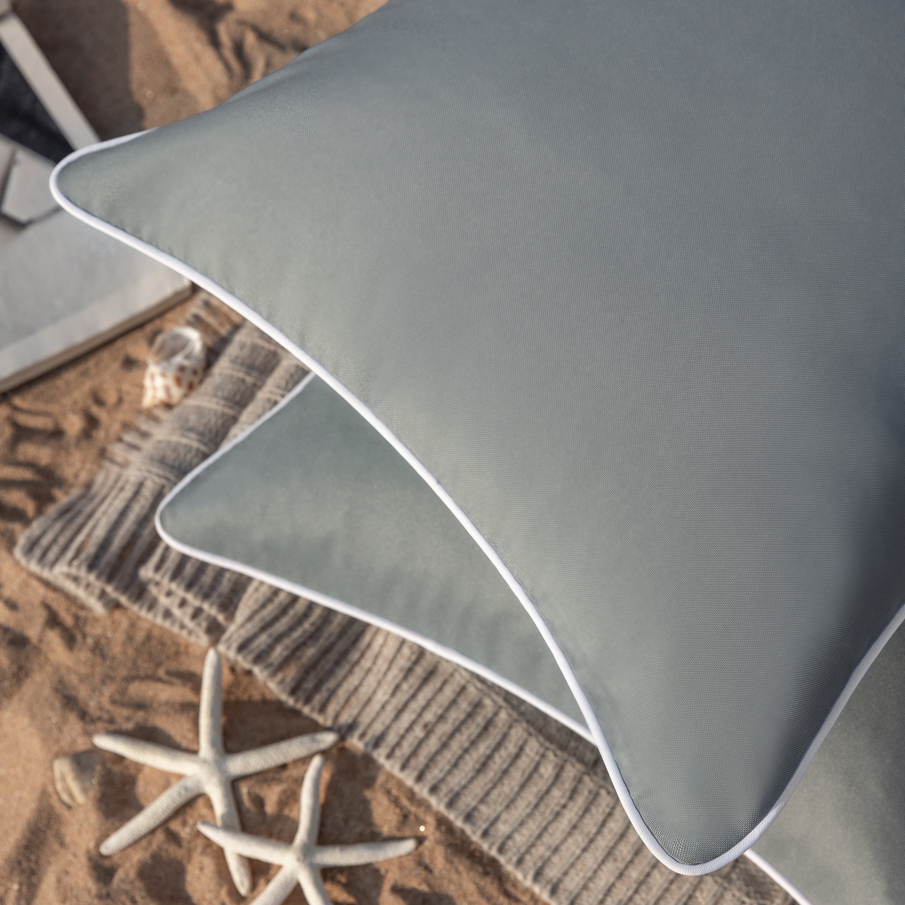 Phantoscope Outdoor Waterproof Decorative Throw Pillow, 18" x 18", Gray, Pack of 2