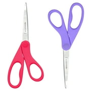Westcott Student Scissors, 7", Stainless Steel, Hard Handle, Pink/Purple, 2-Pack