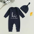 thumbnail image 2 of Xudanell Newborn Outfit Baby Embroidery Letter Boy Fall Outfits 12-18 Month Boy Clothes Romper with Hat, 2 of 4