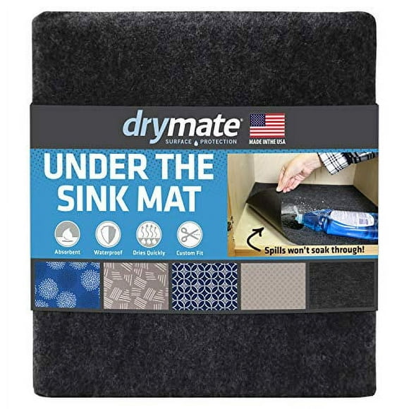 Drymate Premium TG Tapis sous l'Évier (24” x 59”), Tapis de Protection pour Armoire, Doublure d'Étagère - Absorbant/imperméable/antiglisse - Lavable à la Machine, Durable (Fabriqué aux É.-U.) (Charbon