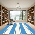 thumbnail image 2 of ODIKA 4'x6' Machine Washable Non-Slip Area Rug, Shoreline Horizon Boho Farmhouse Handwoven Stripe Motif High Traffic Rug with Pad, Blue, 895721, 2 of 8
