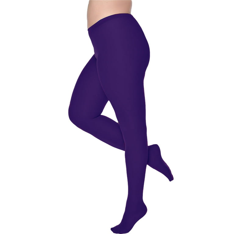 Dark Purple Opaque Tights Plus Size for Women - from XL to 5XL