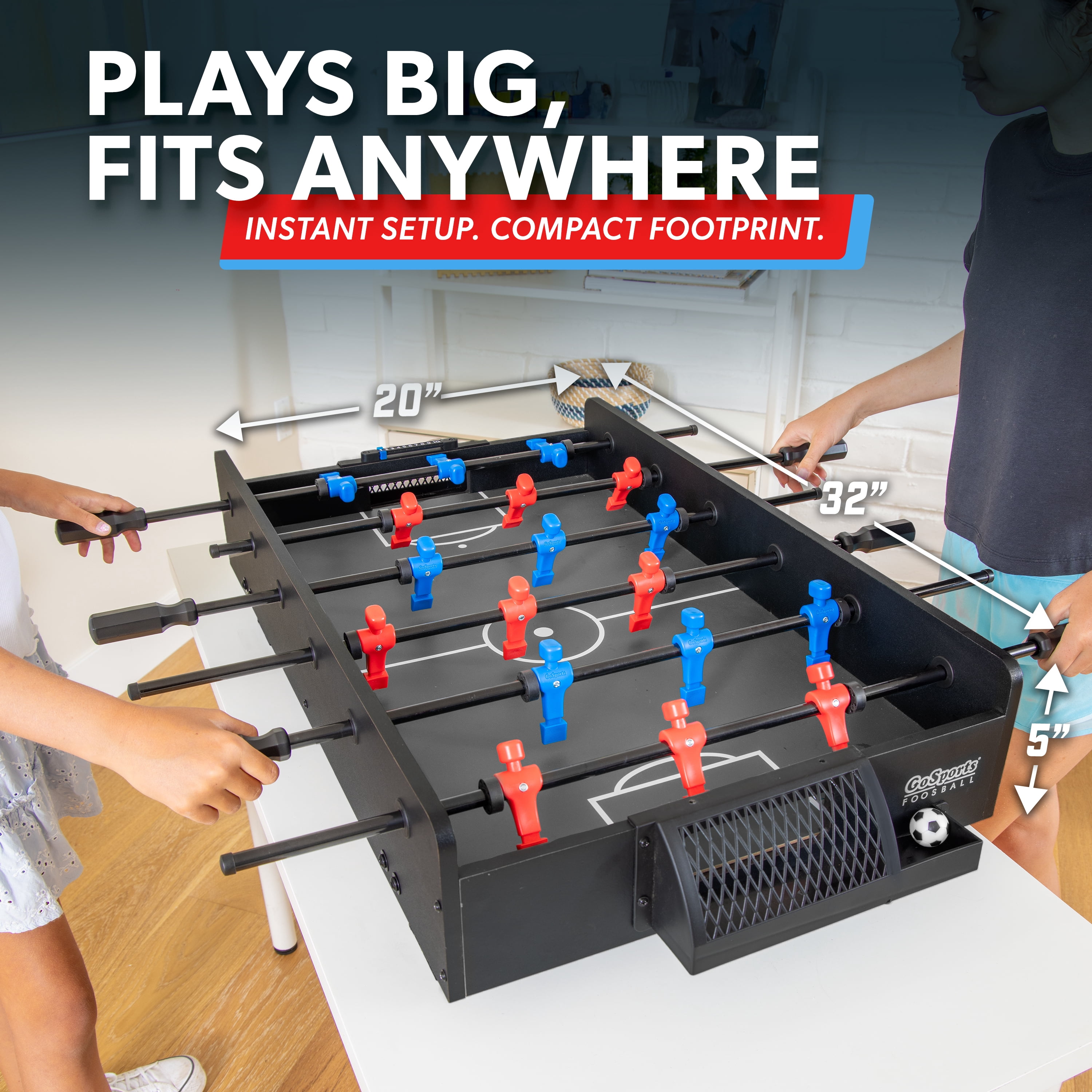 GoSports 32 Inch Tabletop Foosball Game Set - Mini Foosball Table - Black