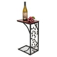 thumbnail image 4 of YOFE Contemporary Nesting Metal Wood C-Shaped End Table, Brown, 4 of 11