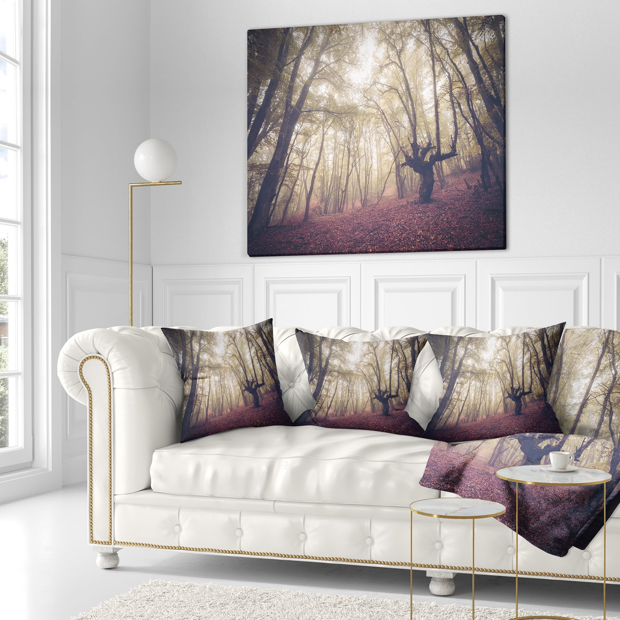 Designart High rise Trees in Forest - Landscape Photography Throw Pillow - 18x18