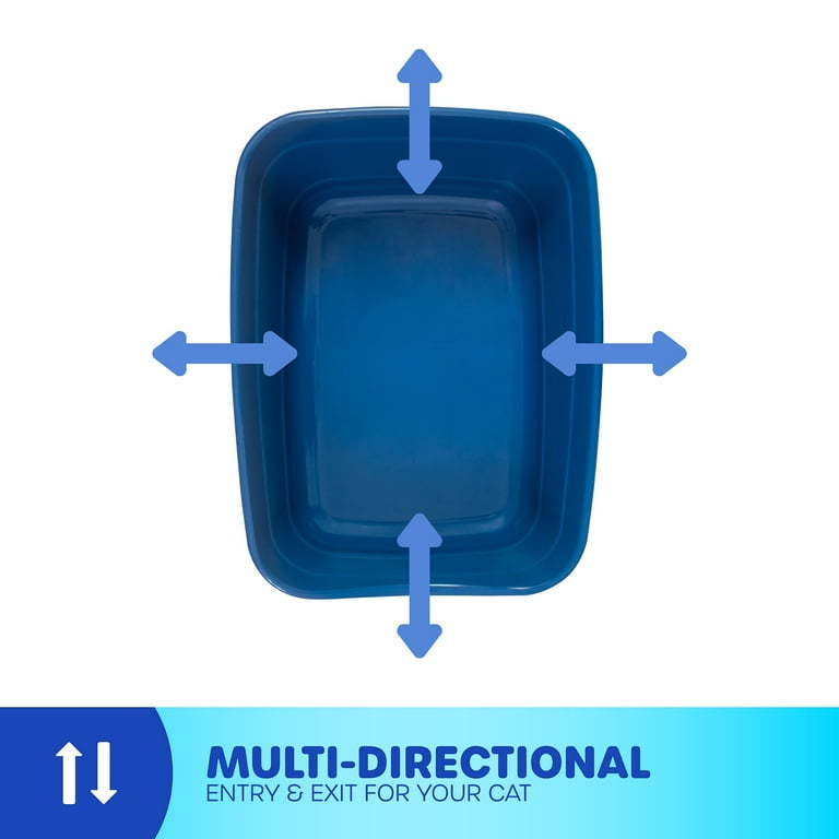 Petmate High Capacity Open Top Plastic Cat Litter Box Cat Litter Pan for Large Cats Giant Blue