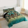 thumbnail image 3 of Manfei Leopard Print Queen Comforter Set,Jungle Animal Hide Bedding Sets,Blue Cute Bowtie Bedding Comforter Set For Girls Boys,Breathable Home Decor Reversible,3-Piece, 3 of 8