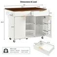 thumbnail image 2 of Harper & Bright Designs Fluted Kitchen Island with Drop Leaf and Power Outlet, Kitchen Storage Cart with Doors and Drawers, Rolling Island Table with Adjustable Shelves, White, 2 of 20
