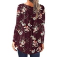 thumbnail image 4 of Camiseta informal para mujer, blusa estampada de manga larga con cuello redondo y fruncido Fridja fjkfkj679, 4 of 6