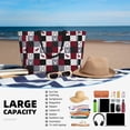 thumbnail image 4 of Large Beach Bags Water-resistant Sandproof - Buffalo plaid Elk arrows deer moose Cute Beach Tote Bags for Women with Zipper, 4 of 6