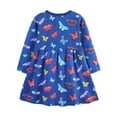 thumbnail image 1 of Zwiiyzr Robe à Manches Longues pour Filles en Bas Âge, Robe Décontractée en Coton, Robe Patineuse Évasée pour École Fête 2-7 Ans Bleu, 1 of 5