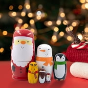 Exhoden Christmas Nesting Dolls, Beautiful Handmade Wooden Russian Nesting Dolls, Santa Claus Matryoshka Dolls Gifts for Christmas and Birthday,Traditional Wooden Russian Nesting Dolls Decoration