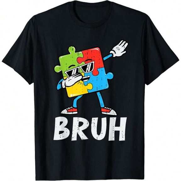 100% Cotton Funny Dabbing Summer T Shirt, Autism Awareness Graphic Tees, Round Neck Short Sleeved Tops Men Clothing Casual Tee Gift For Him Her Golf Gift T-Shirt For Men and Women