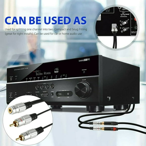 2 RCA Port Male to 3.5mm Female Two-way AUX Phono Jack Adapter Connector Cable