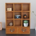 thumbnail image 2 of 9-Cube Wooden Storage Organizer Shelf, Vintage Display Shelves with 2 Drawers for Bedroom, 2 of 11