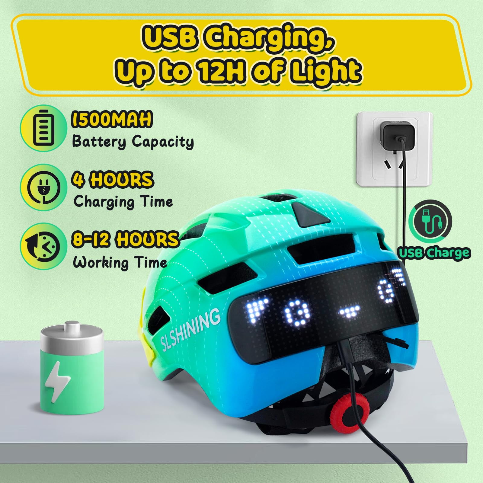 Kids Bicycle Helmet with Upgrade LED Display & Turning Stop Signals Light