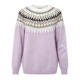 thumbnail image 4 of Endives Women's Sweaters Isle Geometric Print Crew Neck Long Sleeve Knit Pullover Sweater Casual Fall Top XXXL, 4 of 4