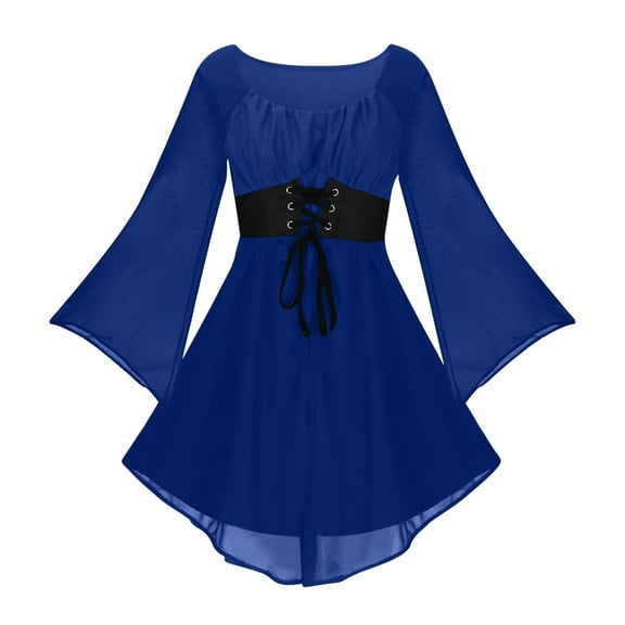Mingw Renaissance Corset Dresses Victorian Gothic Boho Top for Women Halloween Cosplay Lace Blouse