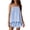 Light Blue, variant on Womens Gingham Plaid 2 Piece Outfits Ruffle Smocked Spaghetti Strap Cami Top Elastic Waist Shorts Set No Pockets Casual Summer Beach Vacation Loungewear