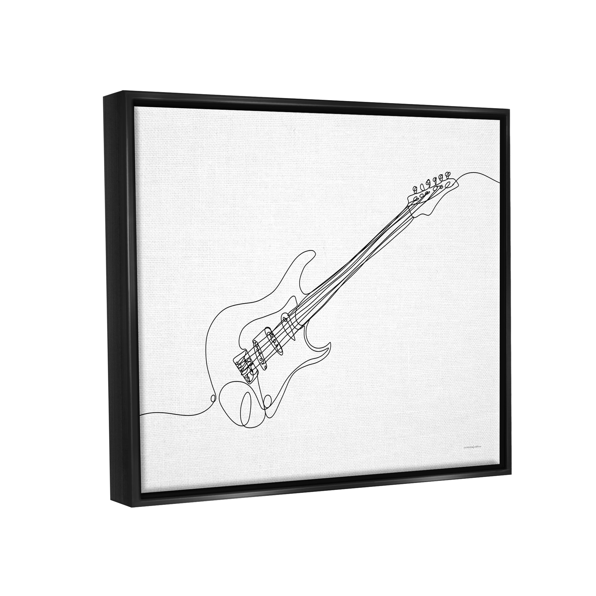 Stupell Guitar Line Doodle Musical Instrument Beauty & Fashion Painting Black Floater Framed Art Print Wall Art