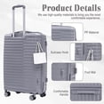 thumbnail image 5 of S-HOME Waterproof 4-piece Luggage Set 20, 24, 28 Inch Sizes with 14 Inch Cosmetic Case Iron Pull Rod And Combination Lock for Efficient Travel Organization, Light Gray, 5 of 21