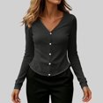 thumbnail image 5 of Women's Solid Color V Neck Slim Fit Button Down Long Sleeve Lightweight Knit Cardigan Sweater Jacket, Thin Soft Breathable Figure Flattering, for Summer Cool Windy Daily Vacation Outdoor Grey, 5 of 6