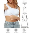 thumbnail image 3 of Qric 2 Pieces Women's Basic Wide Strap Tank Top Round Neck Cami With Built-in Shelf Bra, 3 of 7