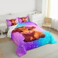 thumbnail image 3 of jejeloiu Cute Highland Cow Queen Comforter Set,Rustic Farmhouse Cattle Bedding Sets,Gradient Purple Pink Blue Bedding Comforter Set For Girls,Luxury Bedroom Decor Reversible,3pcs, 3 of 8
