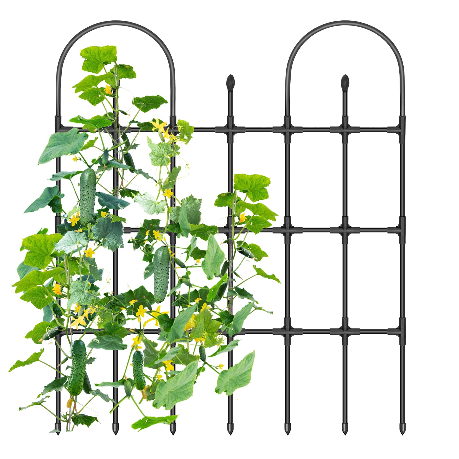 MQ Garden Trellis for Climbing Plants Outdoor 4FT, PE Metal Arch Stand with Flower Twisting Tech Trellis, Plant Support Stakes Fence for Yard Landscaping Climbing Rose Cucumber Monstera Bean Clematis