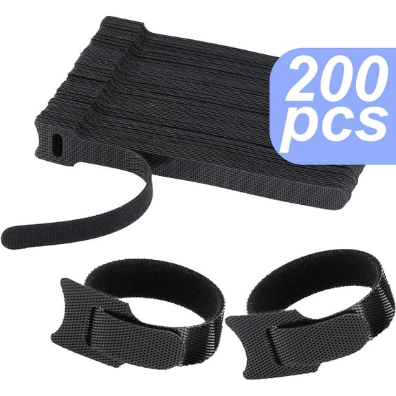 200 Pcs Cord Organizer Cable Management, Black, Reusable Wire Ties, Wrap Straps Knox Home & Health